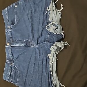 Express Shortie Mid Rise Denim Shorts